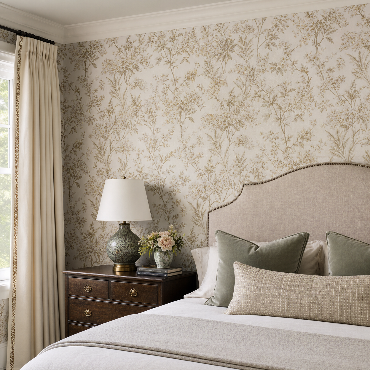 Professional wallpaper installation in residential space